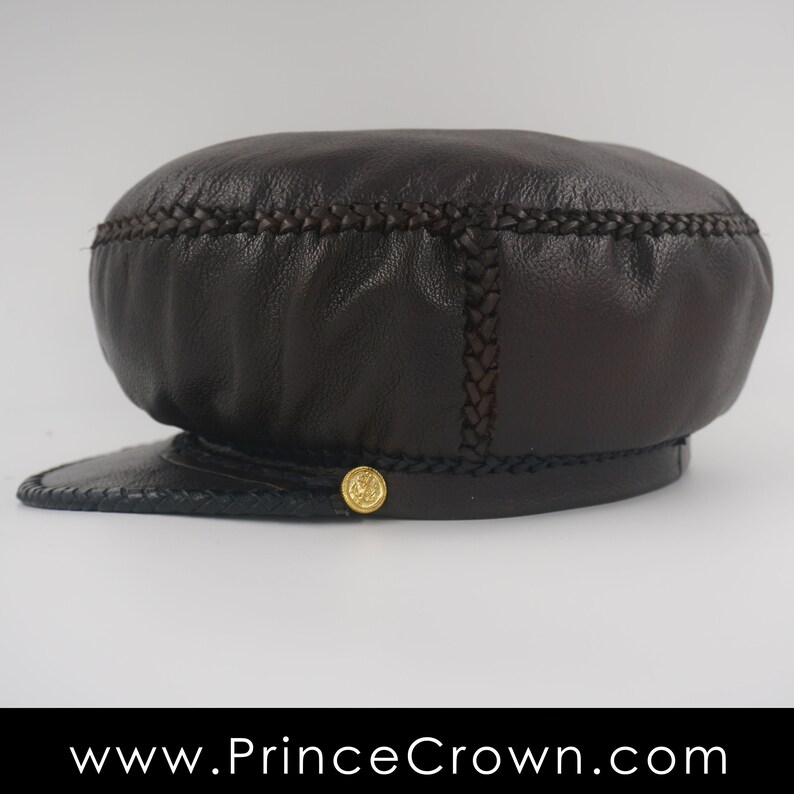 Plaza876 Rasta Leather Hat Jamaican Rasta Leather Crown Rastafarian Hat Rasta Leather Cap Hats for Dreadlocks item 398
