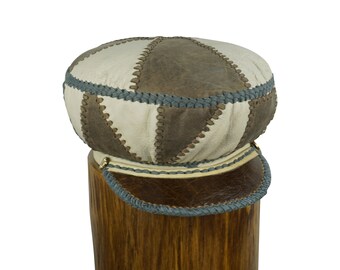 Small Leather Cap, Fitted Cap for Locs, Rasta Leather Tam, Rastafarian Hat, RastaUP Dreadlocks Headwear, Locs Cap | Rim 58 cm (Item 202251)