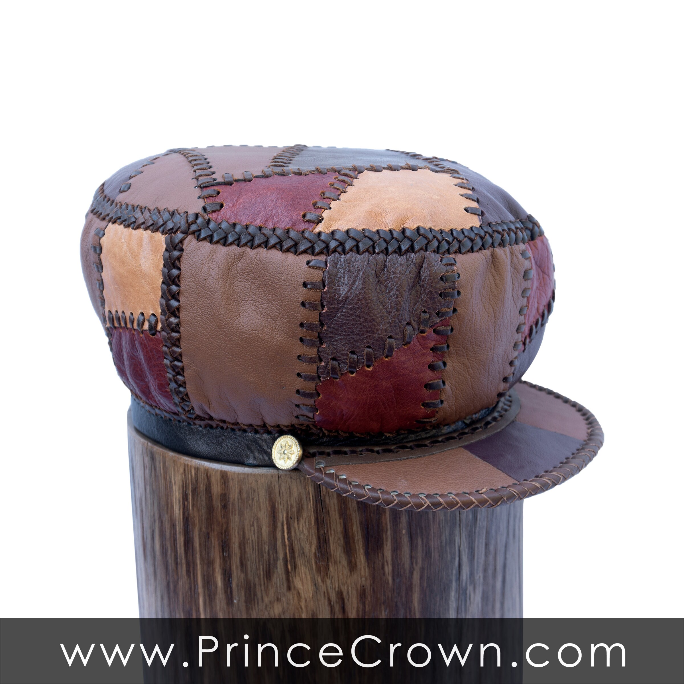 New Rare & Unique Black Genuine Leather Rasta Cap/Hat Rasta Leather Crown Hat, Dreadlocks Headwear, Handmade  main image 3
