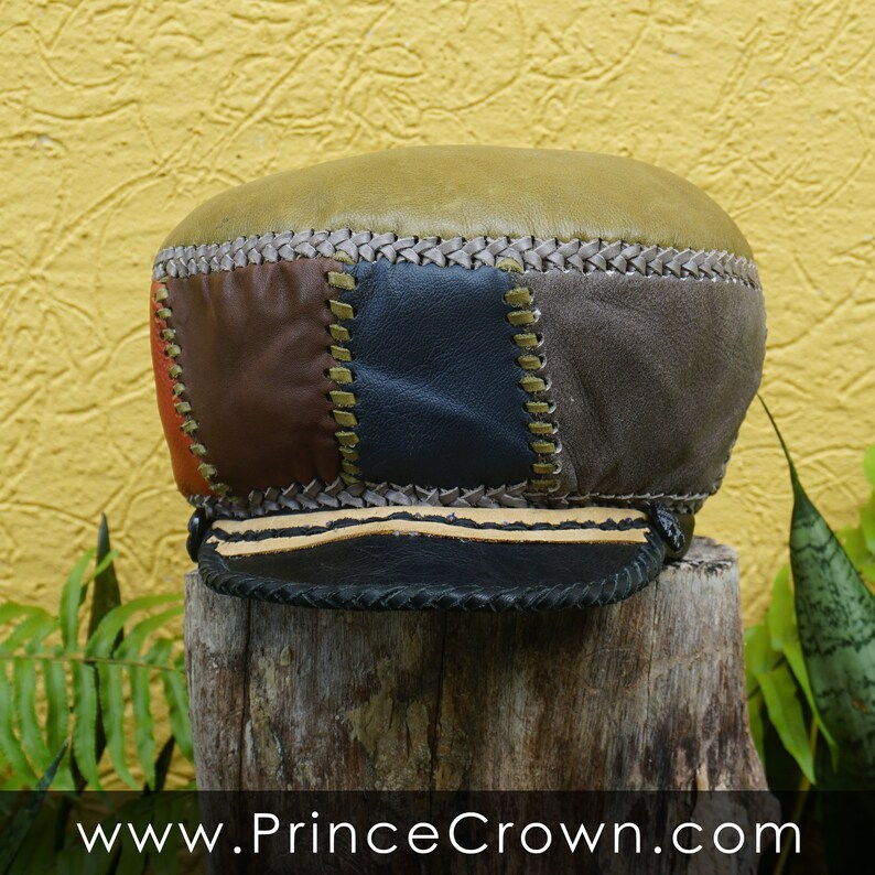 Leather Cap for Medium Length Locs - Classic Rasta Hat - Handmade Dreadlocks Crown - Rim 59cm image 9