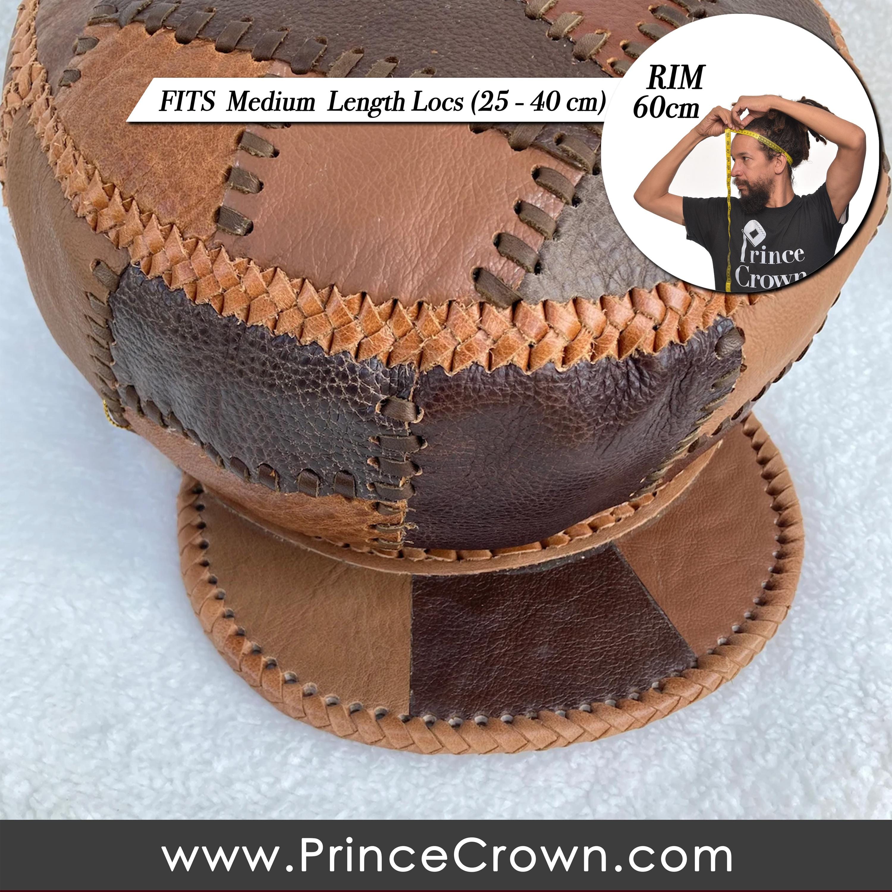 Dreadlocs Leather Hat for MEDIUM Length Locs with 60cm Fitted Rim, Rasta Cap with Brim, Tam for Locs, Natty Locs Leather Tam  (Item 202219)