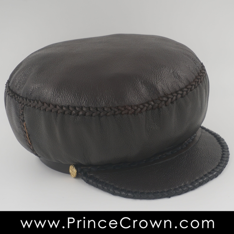 Plaza876 Rasta Leather Hat Jamaican Rasta Leather Crown Rastafarian Hat Rasta Leather Cap Hats for Dreadlocks item 398