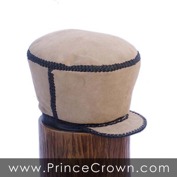 Rasta Leather Tam, Leather Crown for Locs, Dennis Brown Crown, Rasta Accessory for Long Dreadlocks | item 277 / Rim 60 cm or 23 inches