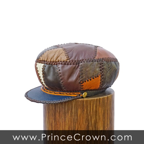 Rasta Leather Hat, Protoje Leather Crown, Handmade Leather Tam, Leather Cap for Locs, Rasta Crown, Brown Leather Hat, Rim 57 cm (item 486)