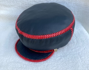 RastaUP Signature Series Cap, Rasta Leather Hat, Dreadlocks Headwear, Natty Locs Leather Tam | Medium Cap with 62 cm Rim (Item 202261)