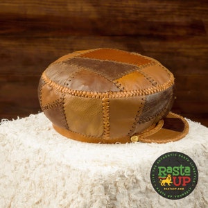 Handmade Rasta Leather Crown, Walnut Brown Leather Hat, Rasta Leather Tam, Luxury Leather Cap, Designer Hats for Dreadlocks item 481 image 2
