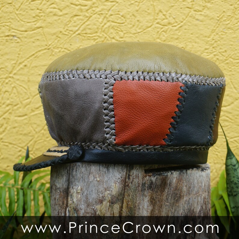 Leather Cap for Medium Length Locs - Classic Rasta Hat - Handmade Dreadlocks Crown - Rim 59cm image 7