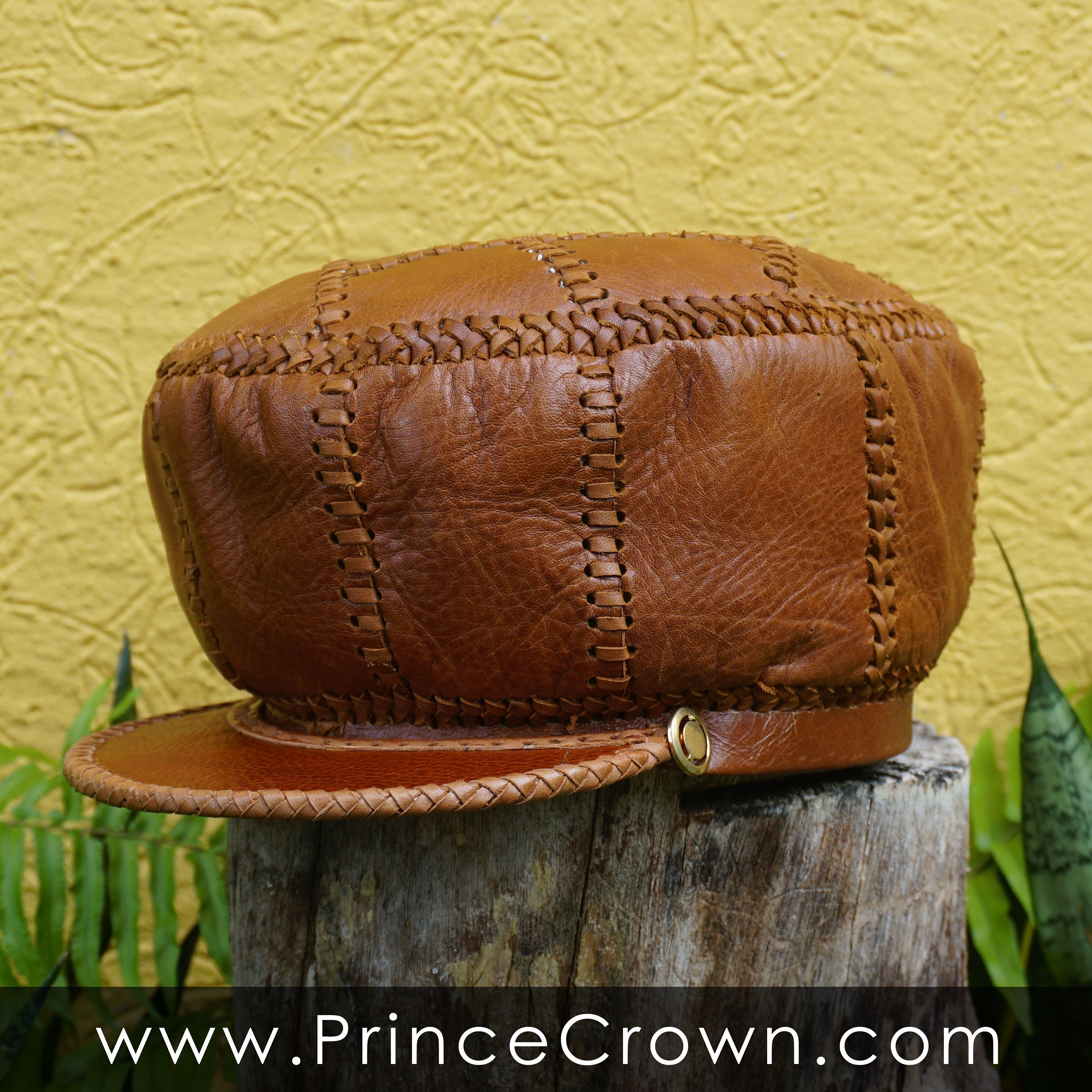 Rasta Leather Crown Hat, Dreadlocks Headwear, Handmade 