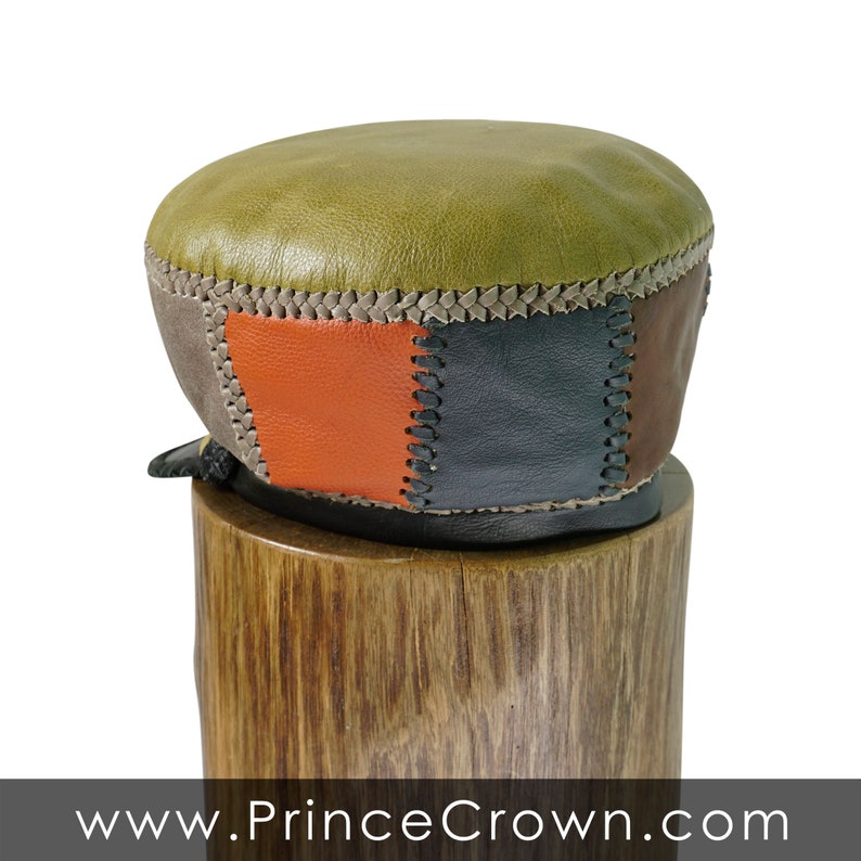 Leather Cap for Medium Length Locs - Classic Rasta Hat - Handmade Dreadlocks Crown - Rim 59cm image 4