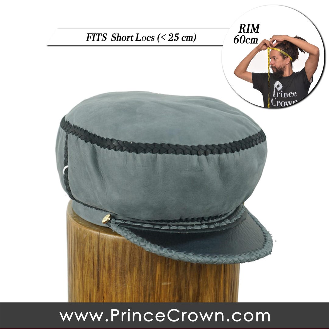 Leather Cap for Dreadlocs, Fits SHORT Locs, 60cm Fitted Rim, Rasta ...