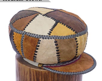 Handmade Leather Rasta Tam for Locs, Fitted Cap (22 inches)