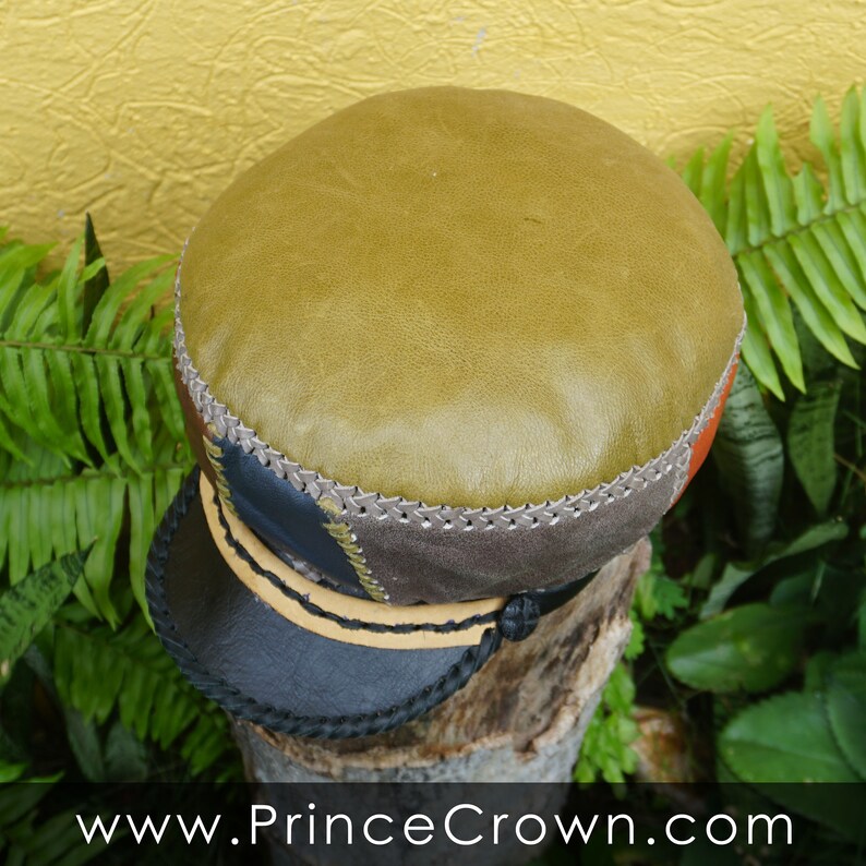 Leather Cap for Medium Length Locs - Classic Rasta Hat - Handmade Dreadlocks Crown - Rim 59cm image 8