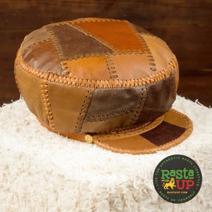 Handmade Rasta Leather Crown, Walnut Brown Leather Hat, Rasta Leather Tam, Luxury Leather Cap, Designer Hats for Dreadlocks item 481 image 3