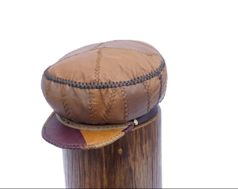 Brown Rasta Leather Hat / Rastafarian Hat / RastaUP Cap / Rasta Headwear / Rasta Leather Cap / Bob Marley Hat / Leather Hat for locs (522)