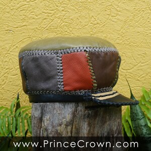 Leather Cap for Medium Length Locs - Classic Rasta Hat - Handmade Dreadlocks Crown - Rim 59cm image 10