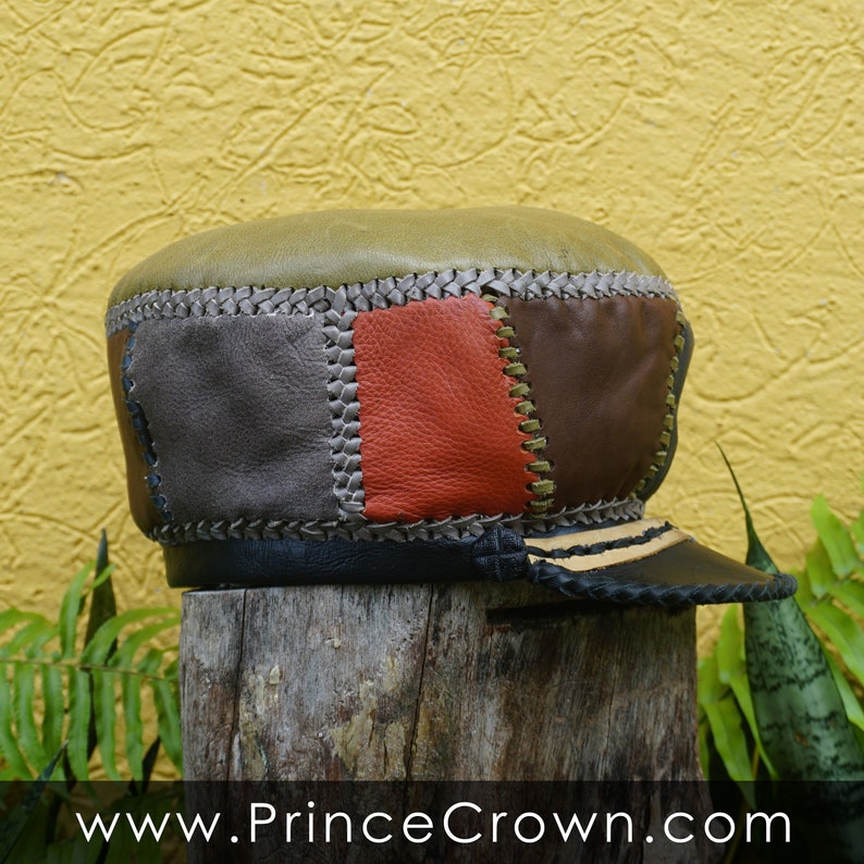 Leather Cap for Medium Length Locs - Classic Rasta Hat - Handmade Dreadlocks Crown - Rim 59cm image 10
