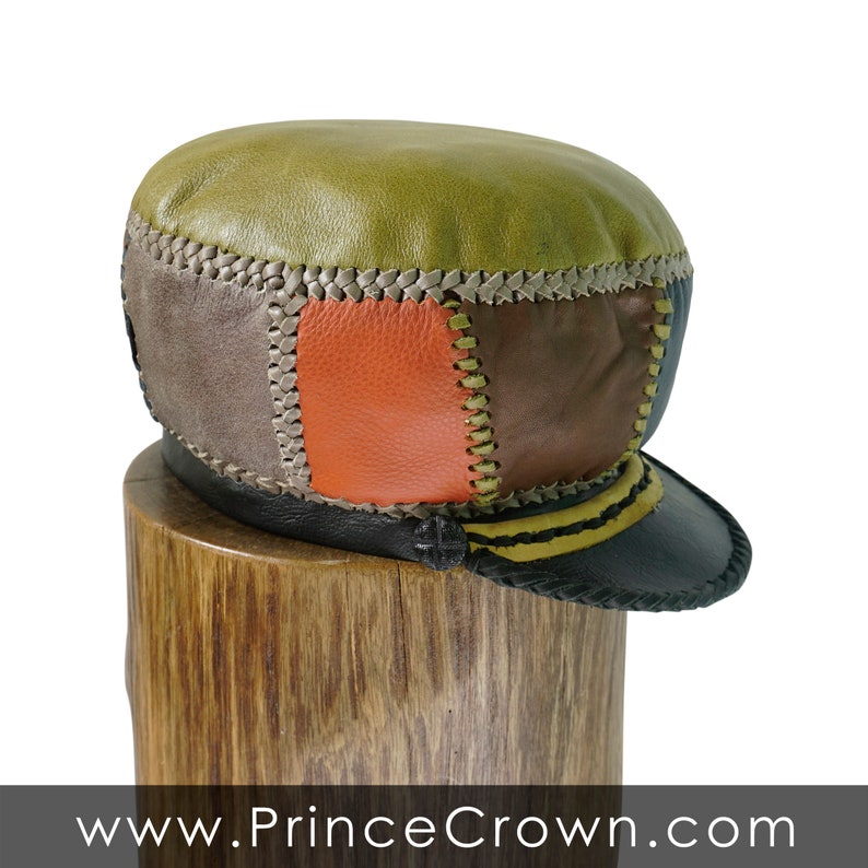 Leather Cap for Medium Length Locs - Classic Rasta Hat - Handmade Dreadlocks Crown - Rim 59cm image 2