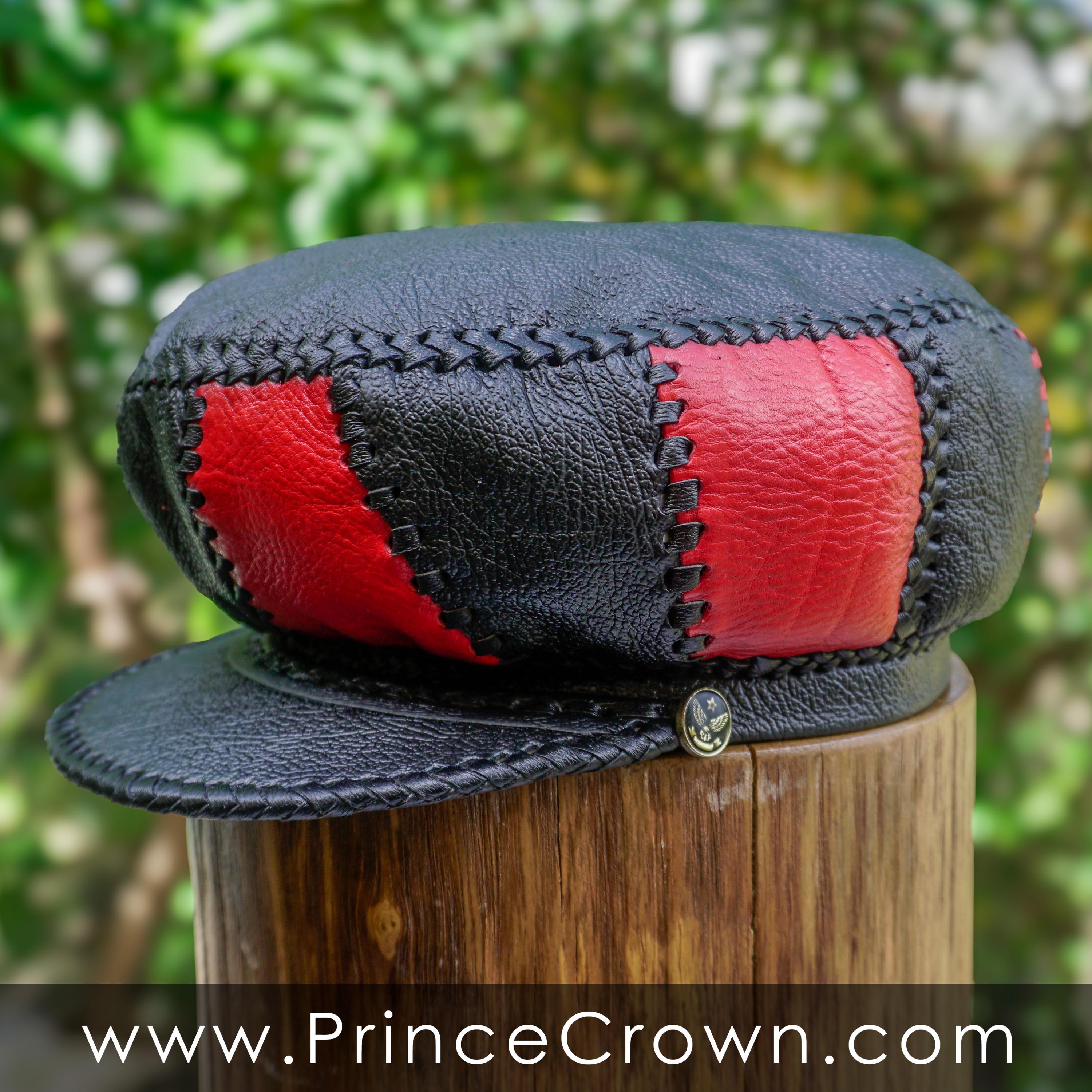 New Rare & Unique Black Genuine Leather Rasta Cap/Hat Rasta Leather Crown Hat, Dreadlocks Headwear, Handmade  main image 2