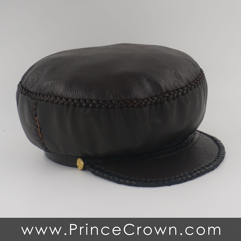 Plaza876 Rasta Leather Hat Jamaican Rasta Leather Crown Rastafarian Hat Rasta Leather Cap Hats for Dreadlocks item 398