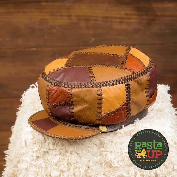 Patchwork Leather Newsboy Cap, Handmade Driving Hat, Gatsby  display picture 1