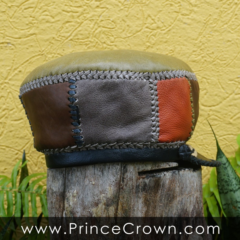 Leather Cap for Medium Length Locs - Classic Rasta Hat - Handmade Dreadlocks Crown - Rim 59cm image 11