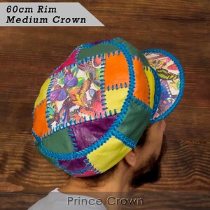 Leather Rasta Hat - 60cm Rim - Medium Crown For Locs - Patchwork Tam For Dreadlocks - Colorful Reggae Cap - Artisan Festival Headwear