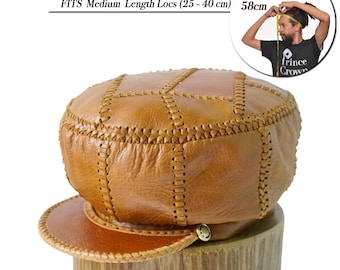 Leren rasta-hoed, rastafarihoed, rastaUP-pet, rasta-hoofddeksel, leren rasta-pet, bob Marley-hoed, dreadhoed, muts voor dreadlocks (426)