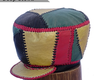 Handmade Leather Rasta Crown, Fitted Dreadlocks Hat (60 cm)