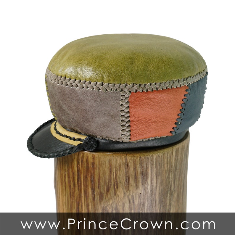 Leather Cap for Medium Length Locs - Classic Rasta Hat - Handmade Dreadlocks Crown - Rim 59cm image 5