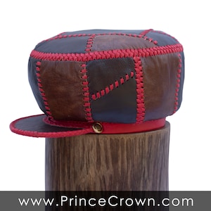 Jamaican Rasta Leather Crown / Rasta Leather Hat / Rastafarian Cap / Rasta Leather Cap / Tams for Dreadlocks / Rim fitted to 58 cm(item 436)