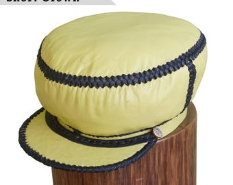 Leather Rasta Hat - 57cm Rim - Short Crown For Locs - Dreadlocks Cap - Handmade Leather Tam