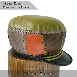 Gorra de cuero para rastas de longitud media - Sombrero rasta clásico - Corona para rastas hecha a mano - Aro de 59 cm