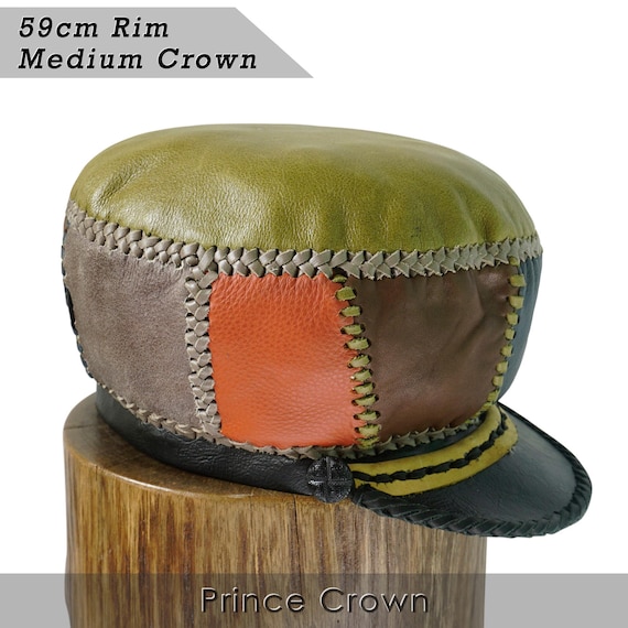 Leather Cap for Medium Length Locs - Classic Rasta Hat - Handmade Dreadlocks Crown - Rim 59cm