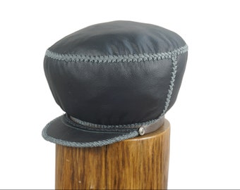 Large Leather Cap, Fitted Cap for Locs, Rasta Leather Tam, Rastafarian Hat, Rasta Dreadlocks Headwear, Locs Cap | Rim 57 cm (Item 202244)