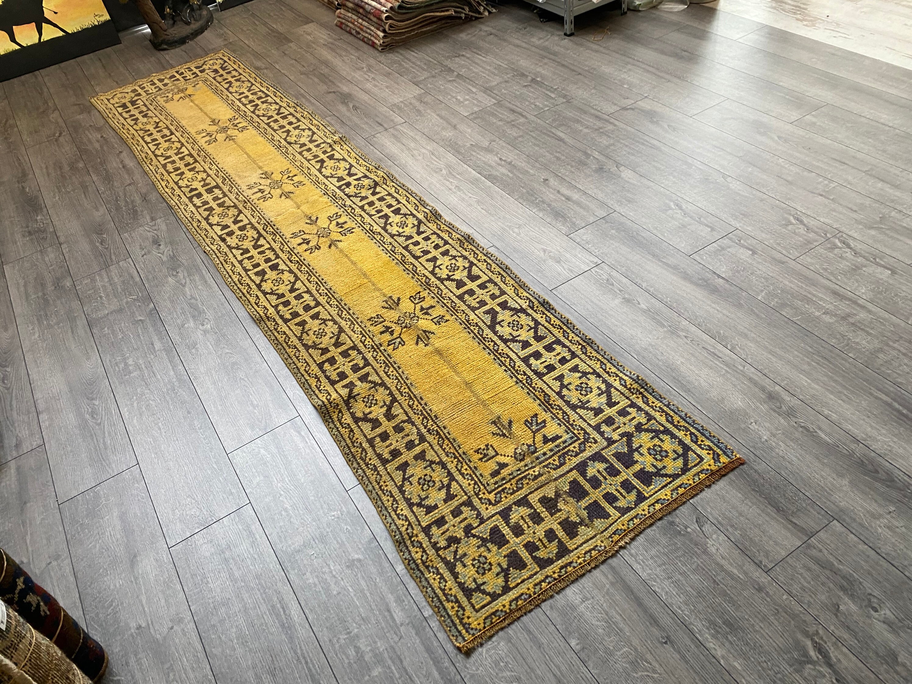 Patchwork Runner Rug Yellow Runner Rug Turkish Runner Rug Etsy