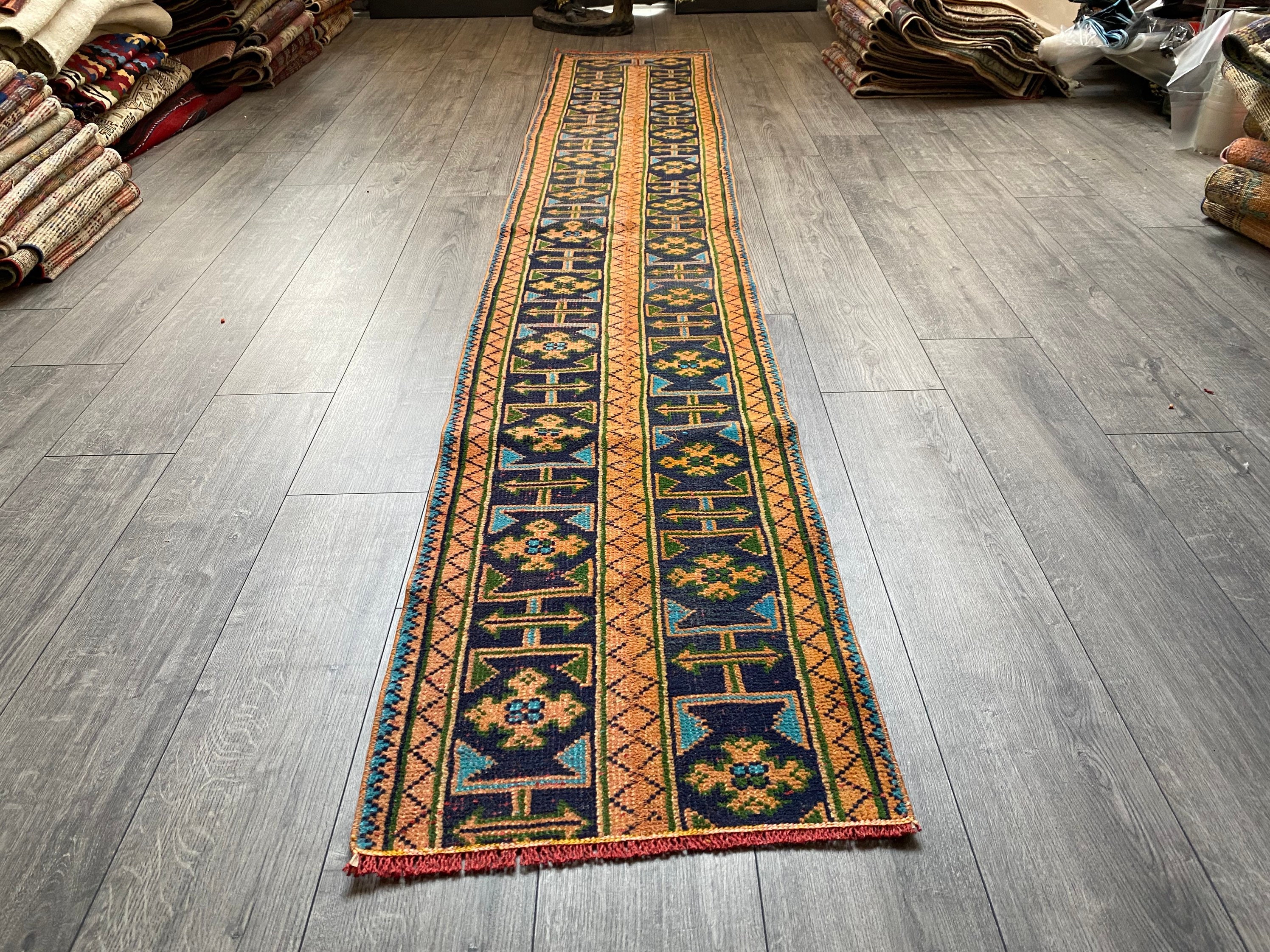 Patchwork Runner Rug Orange Runner Rug Blue Runner Rug Etsy