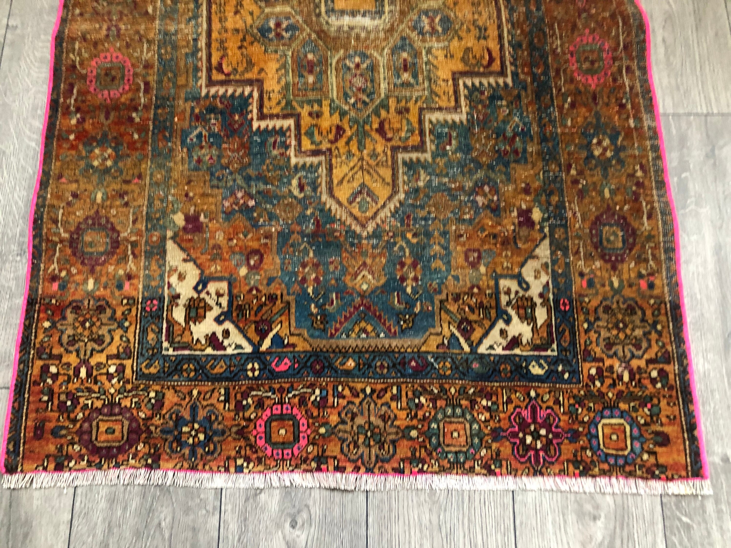 Persian Rug Bedroom Rug Orange Persian Rug Blue Persian Etsy
