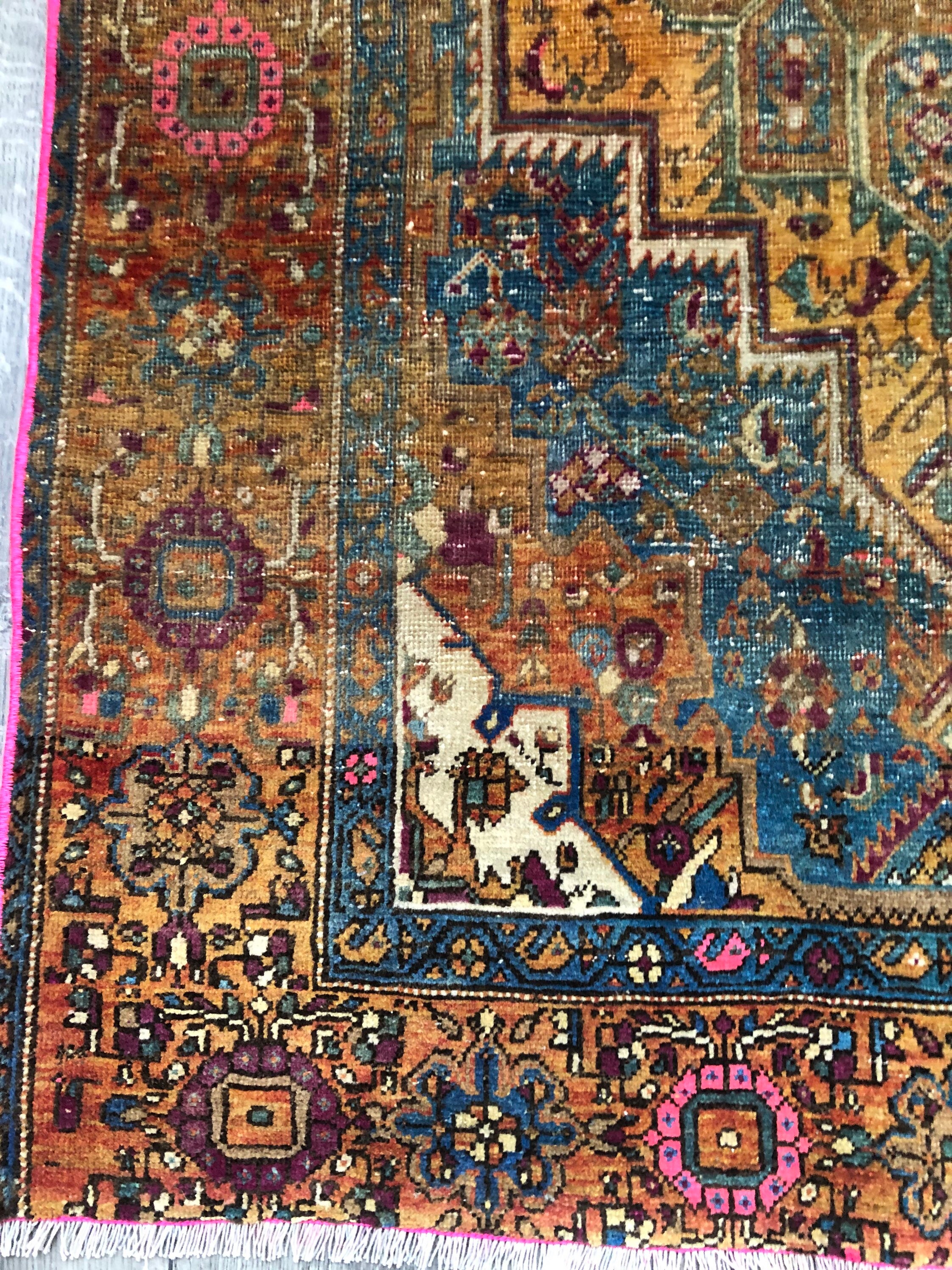 Persian Rug Bedroom Rug Orange Persian Rug Blue Persian Etsy