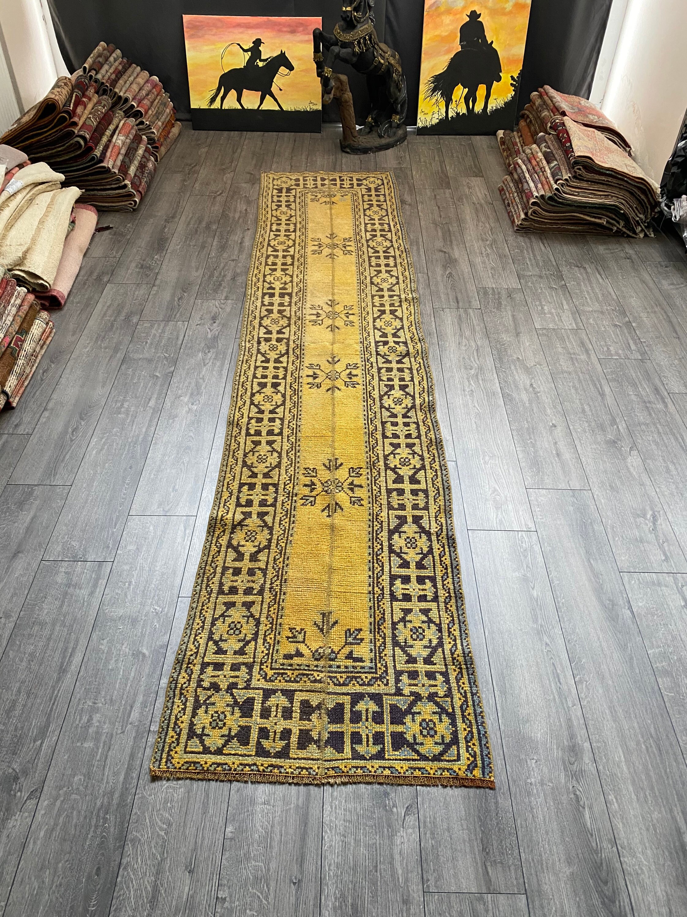 Patchwork Runner Rug Yellow Runner Rug Turkish Runner Rug Etsy