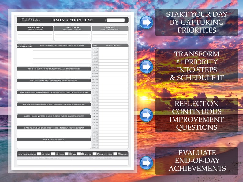 Tools4wisdom Daily Printable Planner 8 5 X 11 Inch Etsy