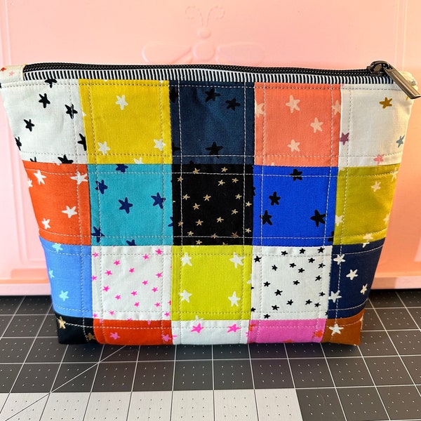 Handmade zipper pouch, fabric bag, toiletries bag, makeup bag, Ruby Star Society, Starry by Ruby Star Society