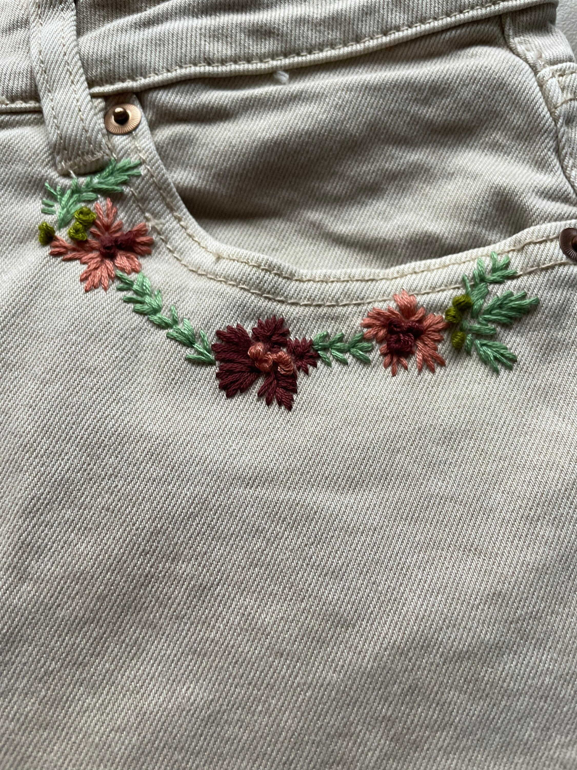 Embroidered Jeans Etsy UK