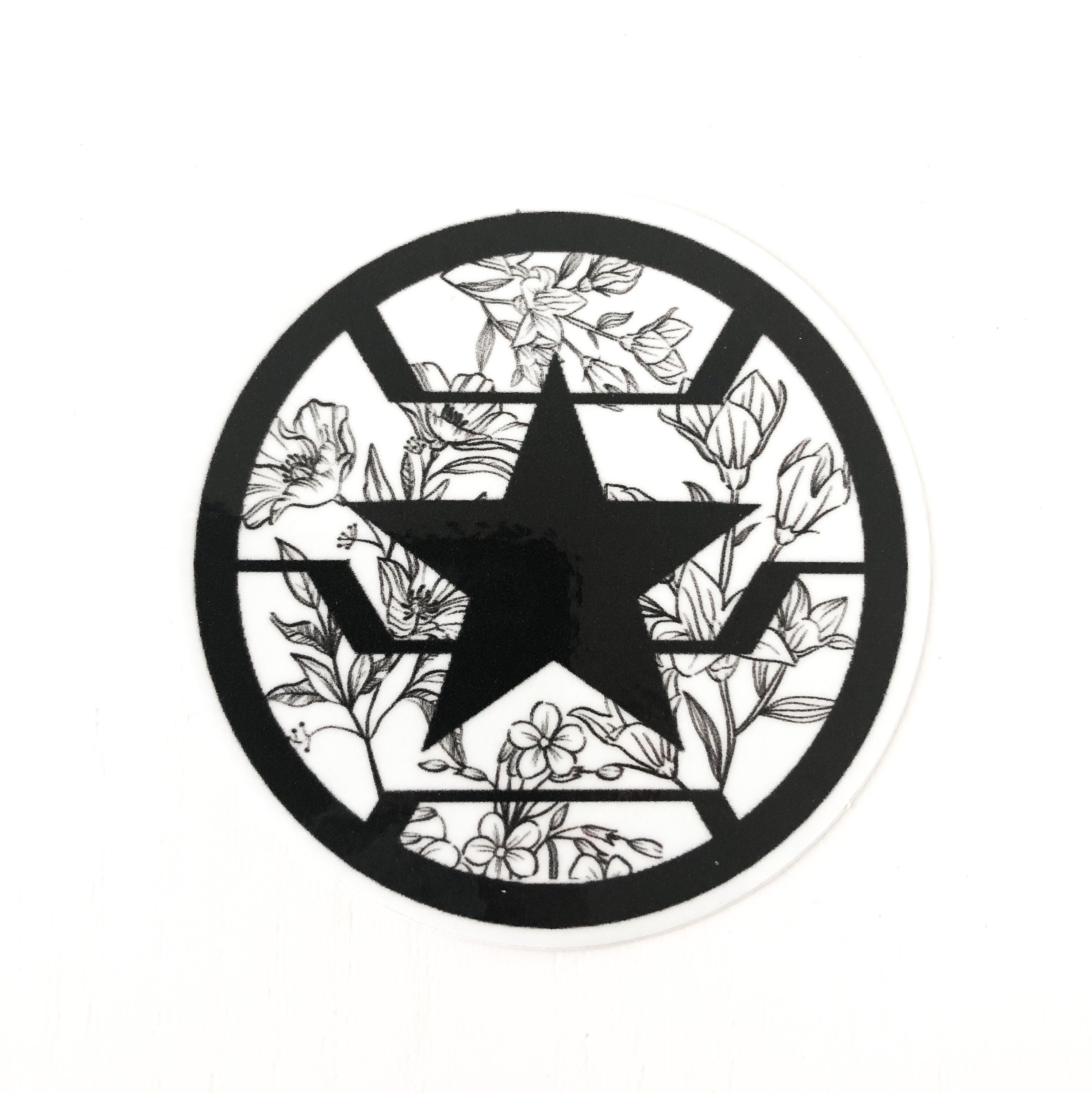 Winter Soldier Floral Logo Sticker- Winter Soldier Sticker- Bucky Bar…