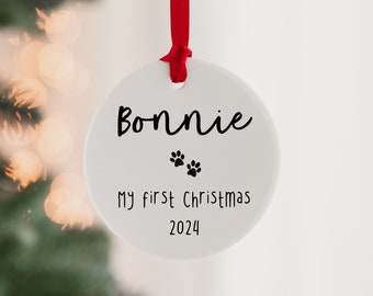 Personalised Pet Bauble | Pet's First Christmas | Puppy's First Christmas | Custom Pet Ornament | Personalised Dog Bauble | Any pet name
