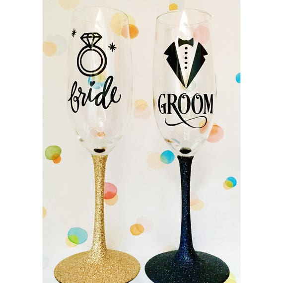 Bride Groom Champagne Flutes Etsy