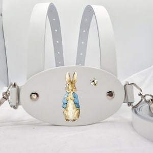 Weißer Italienischer Luxus Leder Sicherheit Gehschutz für Kleinkinder mit Peter Rabbit Design. BSEN31210 2004 zugelassen