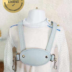 Harnais de marche en cuir bleu pastel pour tout-petit (personnalisation gratuite) image 3