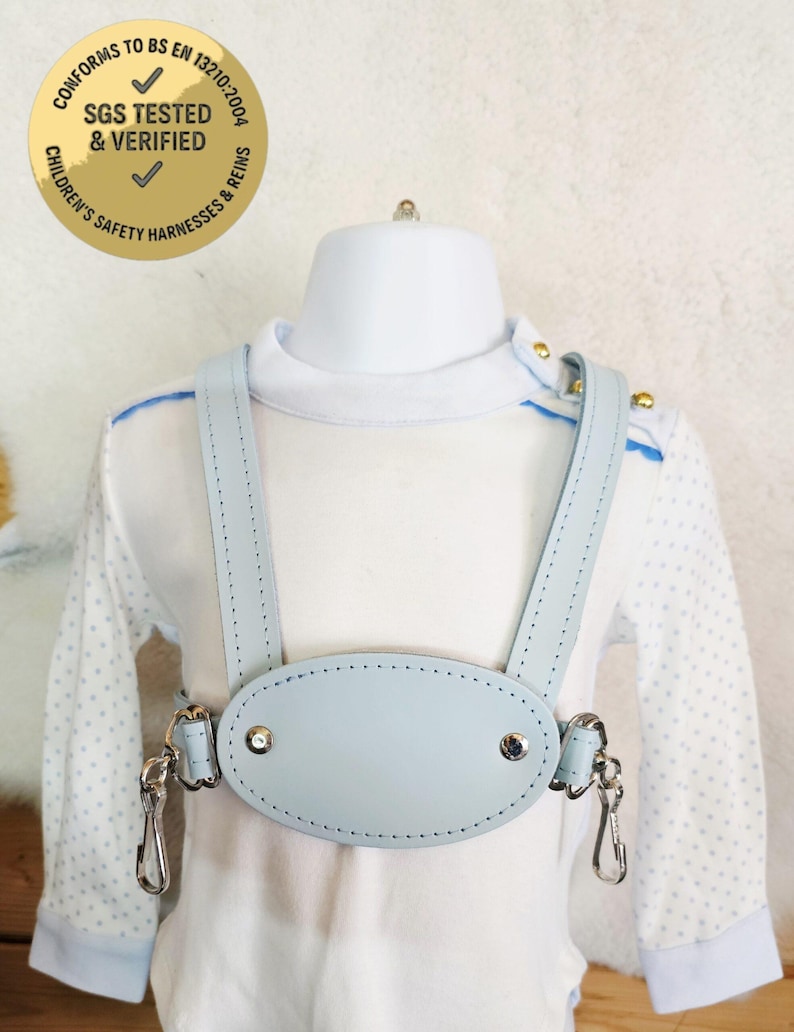 Harnais de marche en cuir bleu pastel pour tout-petit (personnalisation gratuite) image 3