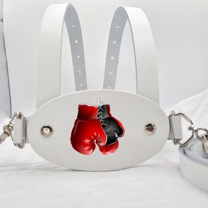 Weiße Italienische Leder Lauflernwagen Zügel Jungen Boxhandschuh Design