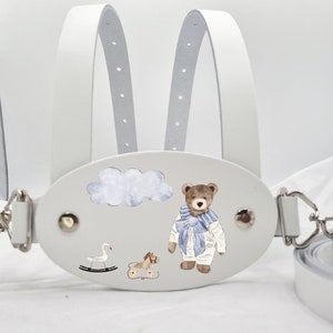 Weiß Italienische Leder Kleinkind Kinderwagen Zügel Teddy design BSEN 32101 2004 genehmigt
